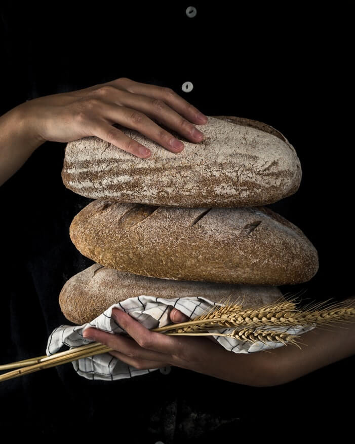 three loaves of bread