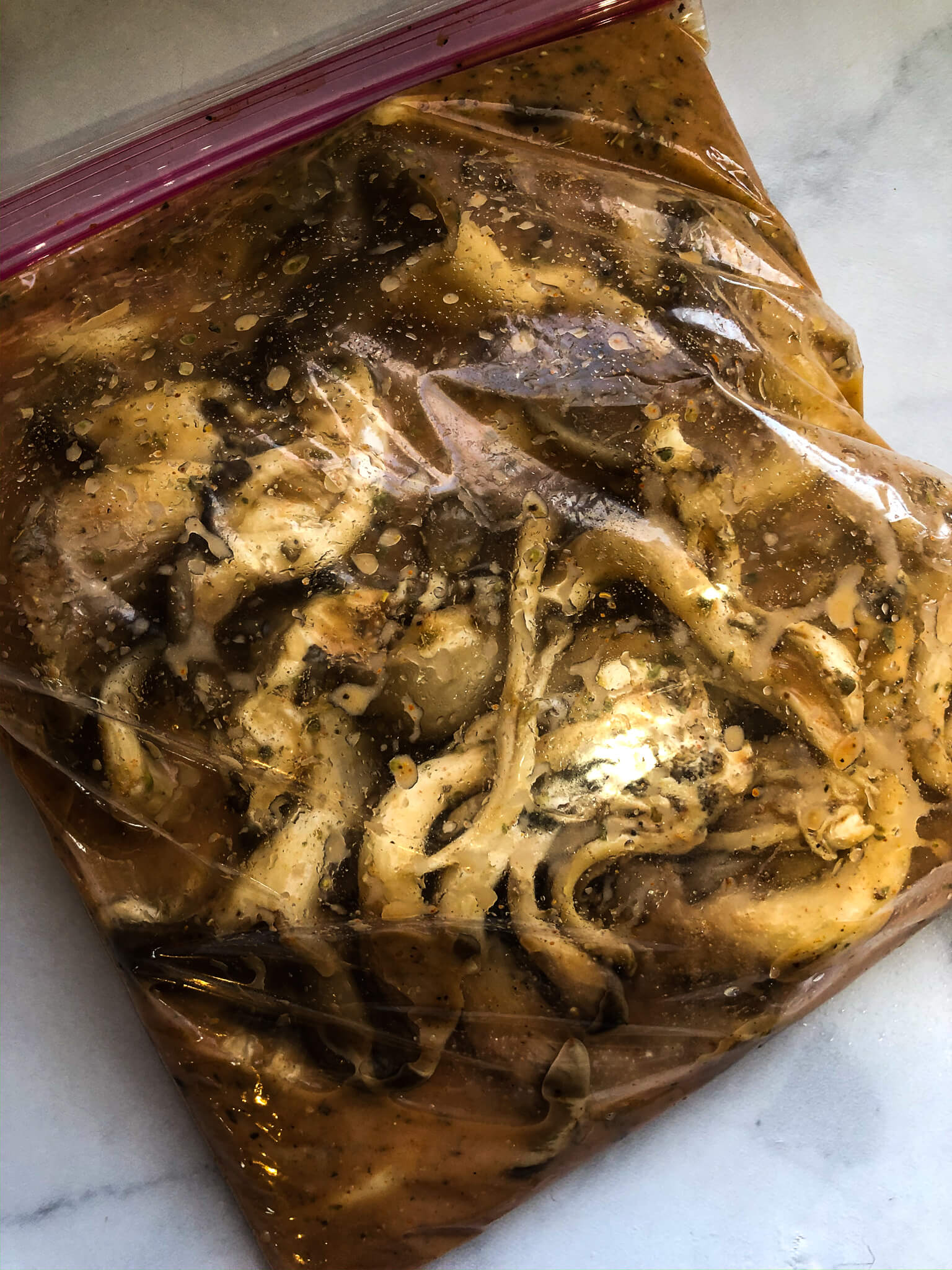Oyster mushrooms in marinade