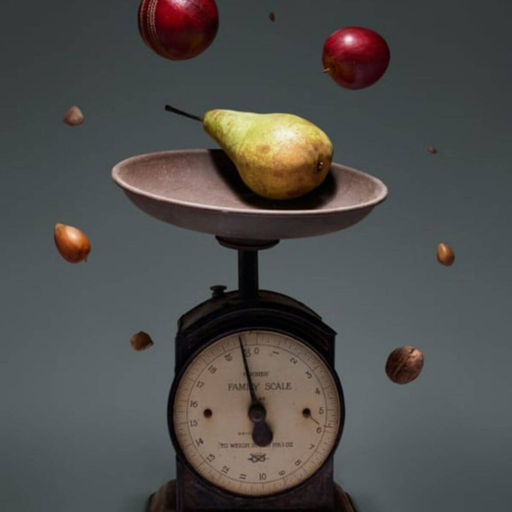 fruit on scale