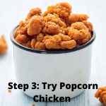 popcorn chicken in white pan