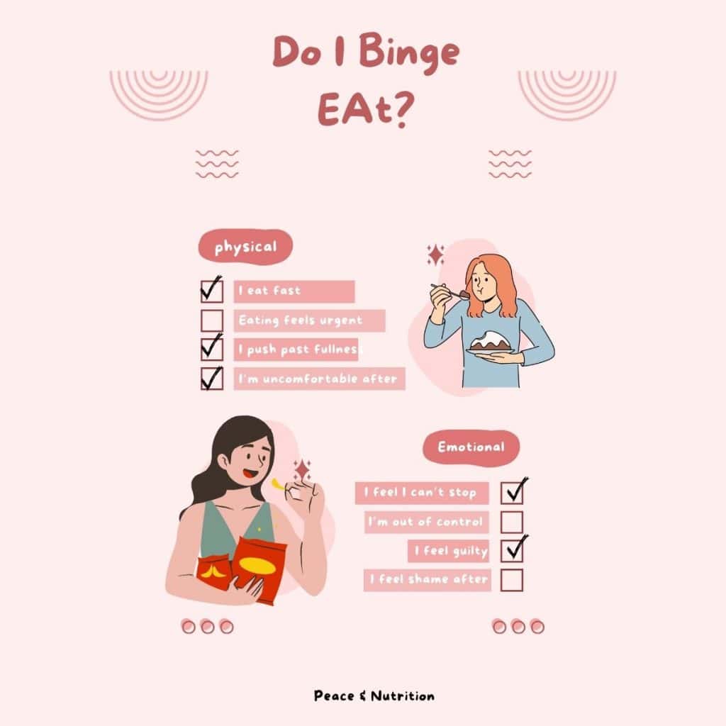 infographic on signs of binge eating