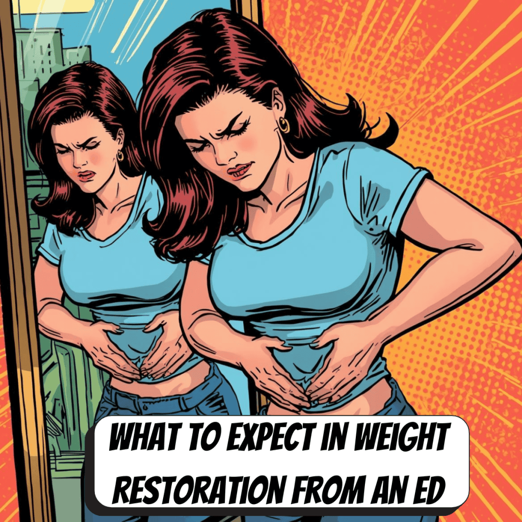 comic book image of a woman with stomach discomfort