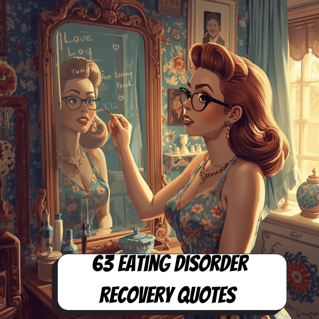 comic book woman writing kind messages to herself on the mirror