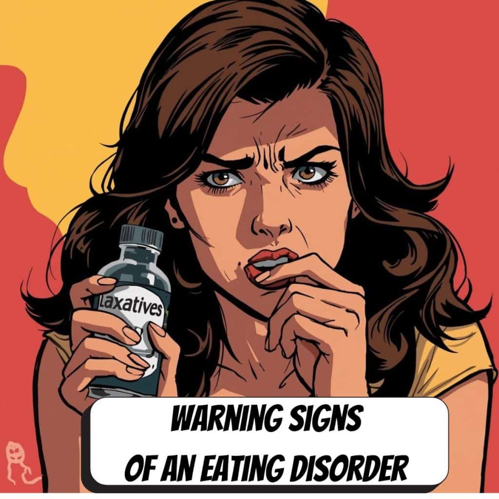 comic book woman holding bottle of laxatives