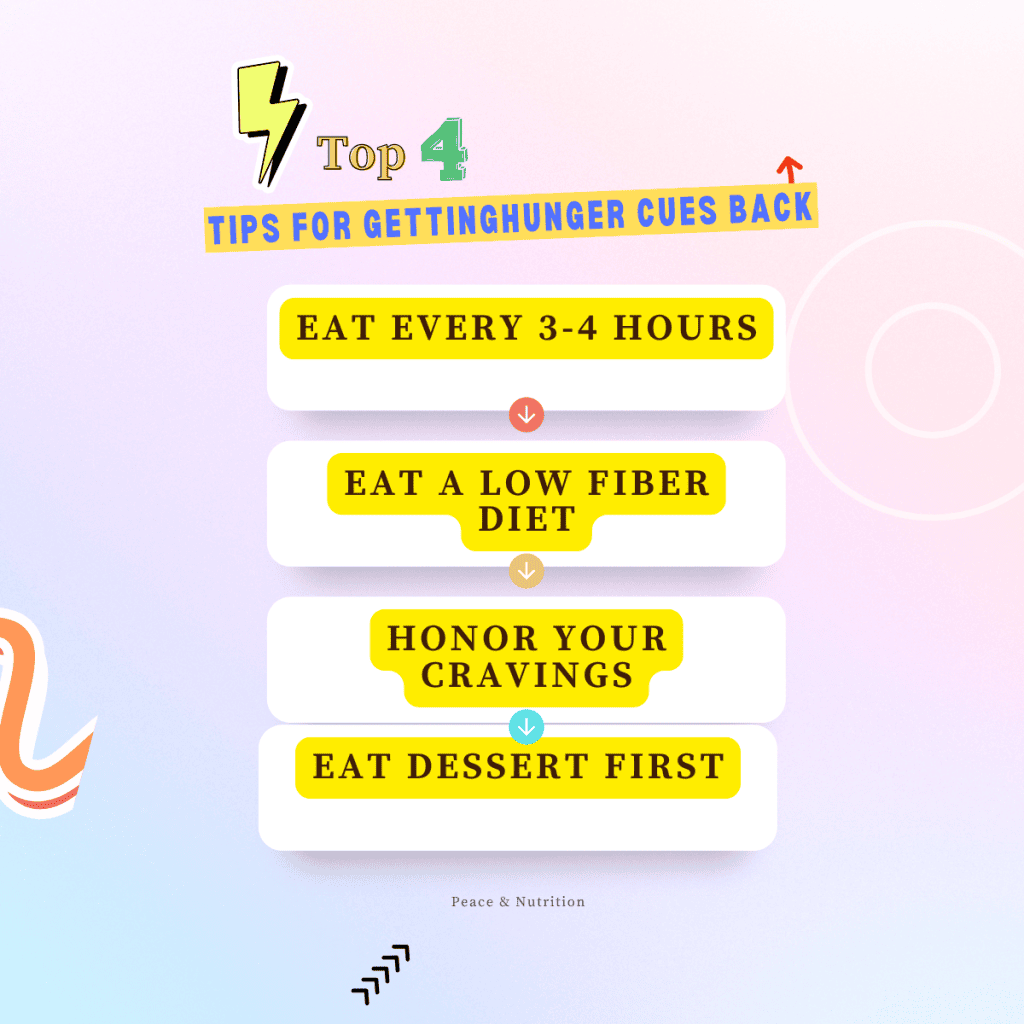 infographic on steps to get hunger cues back