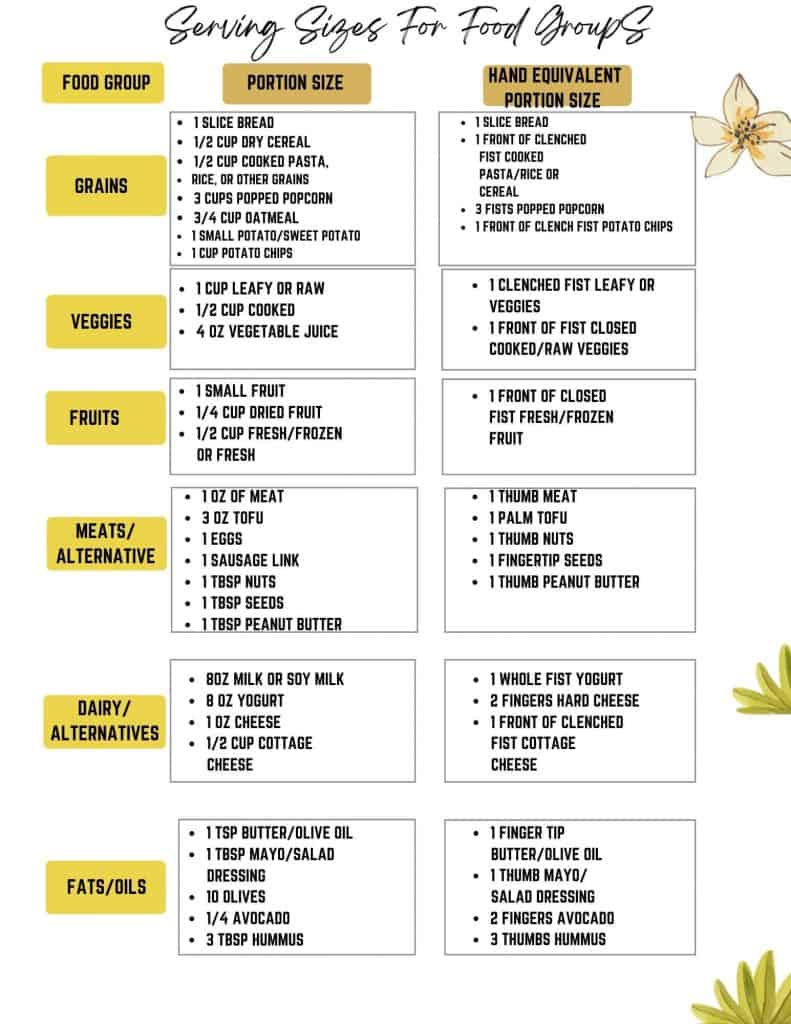 meal plan serving sizes for binge eating infographic
