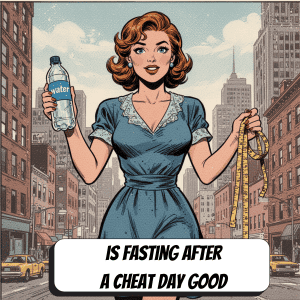 comic book woman walking down the street with a water bottle in one hand and a tape measure in the other