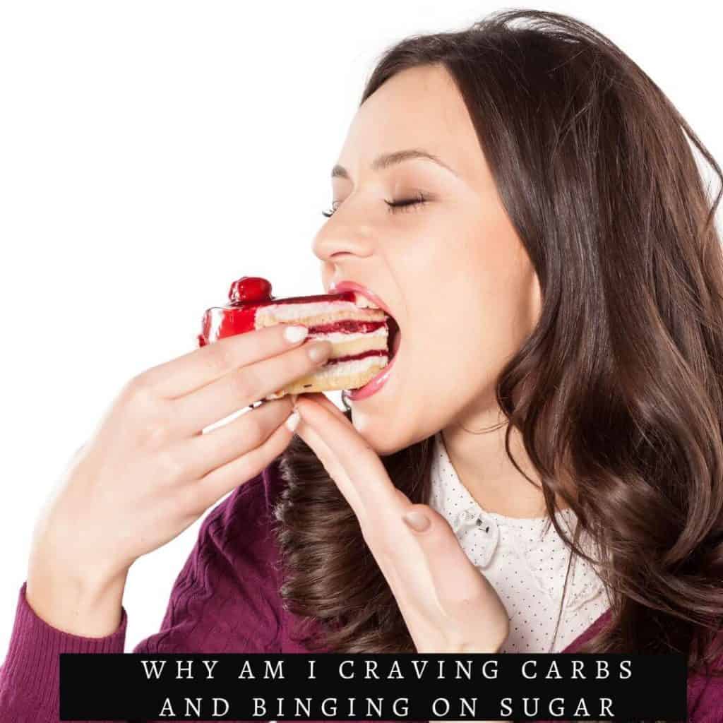 woman with brown hair eating a piece of cake