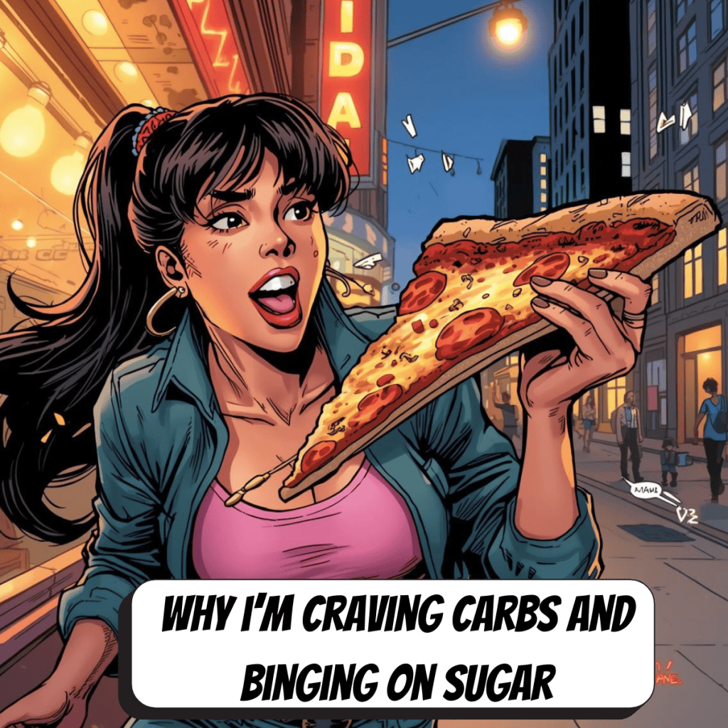comic book woman with a large slice of pizza
