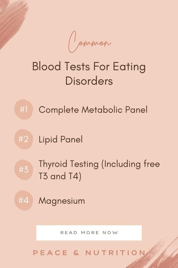 infographic of common blood tests for eating disorders