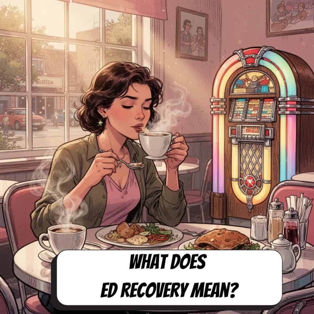 comic book woman in retro cafe with jukebox drinking coffee
