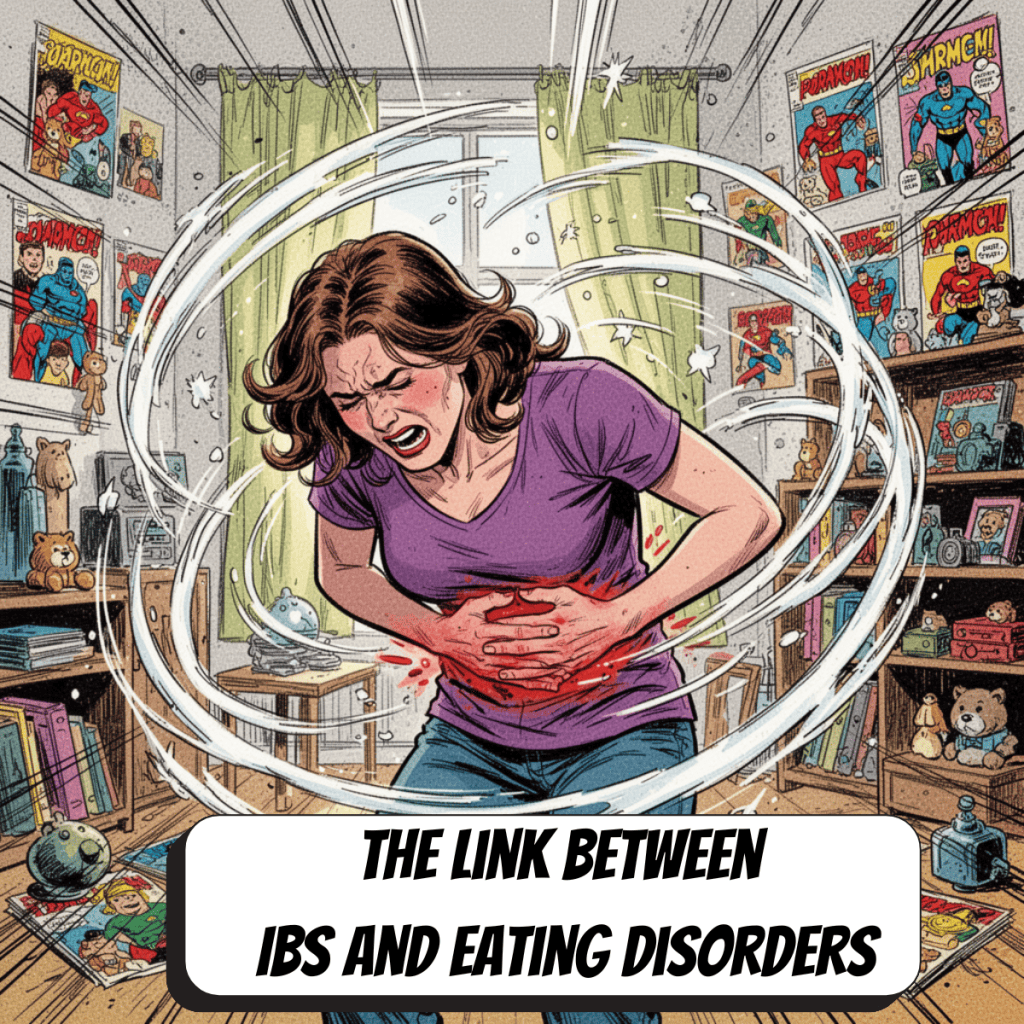 comic book woman with stomach pain