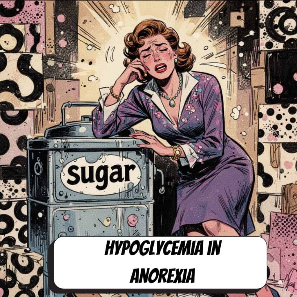 woman with headache leaning on a bin that says sugar