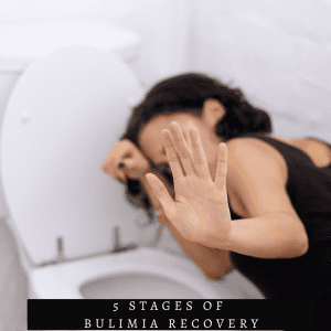 woman over toilet with her hand out