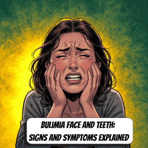 comic book woman with bulimia face