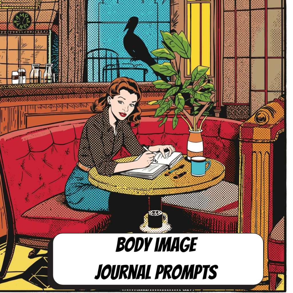 comic book woman journaling at cafe