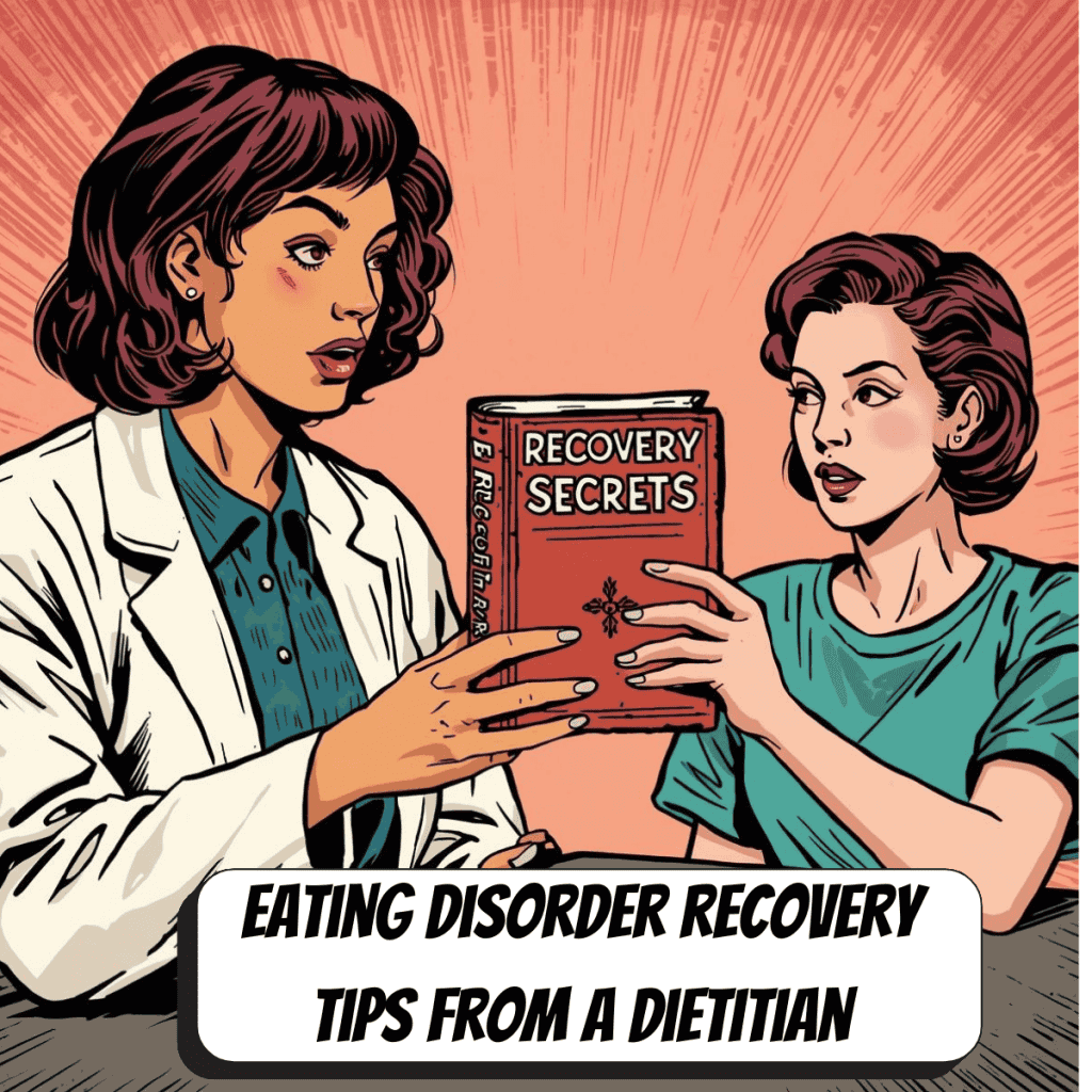 woman handing another woman an eating disorder recovery tips book